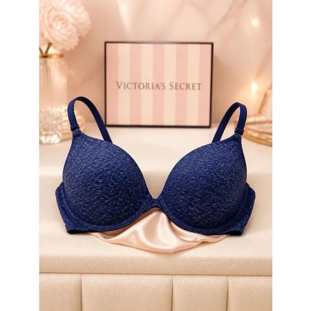 VS PINK WEAR EVERYWHERE DEMI IN BLUE SIZE 32C